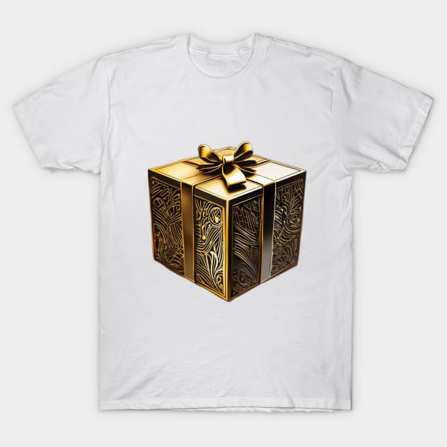 Elegant Golden Floral Gift Box No. 623 T-Shirt by cornelliusy